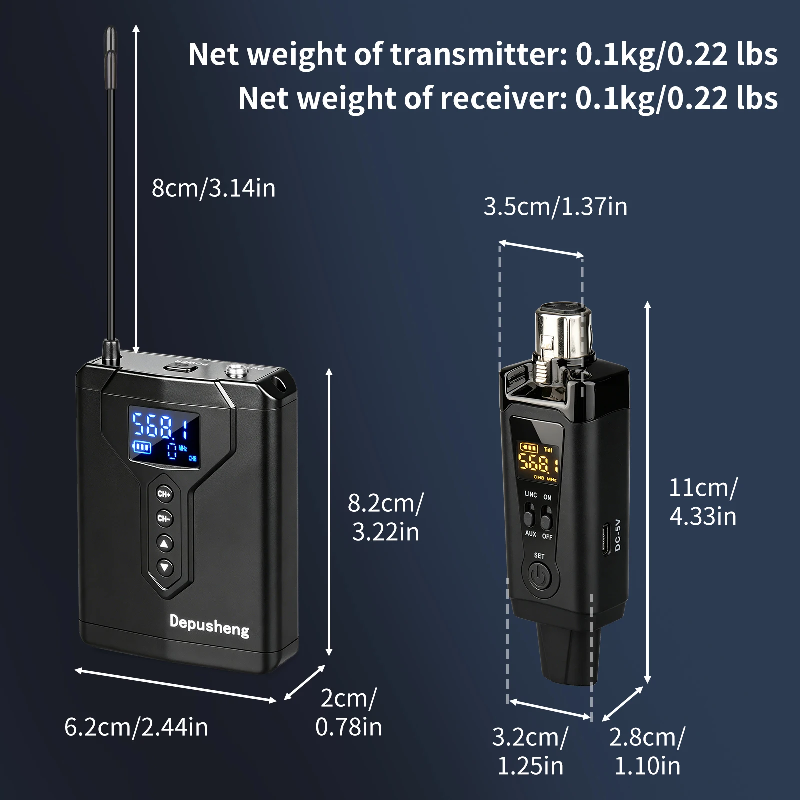 Depusheng DE4 Kabelloses Ohrmonitor-System mit Sender, Clip-on-Empfänger, automatischer Kopplung, In-Ear-Monitoring für Studio, DJ – Detail 11