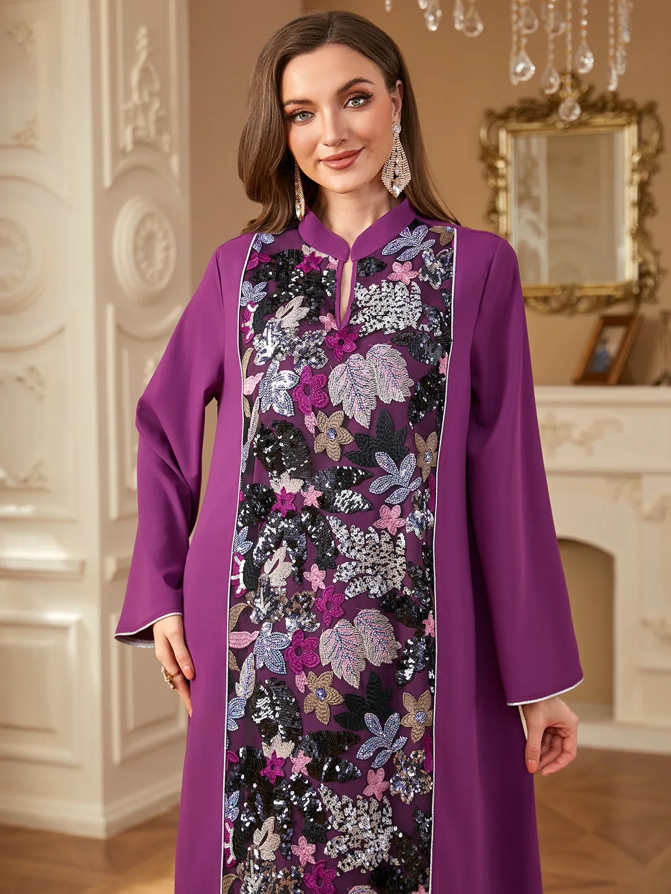 عباية مطرزة بالترتر دبي قفطان فستان نسائي ماكسي فستان حفلة إسلامية تركيا قفطان مغربي نسائي رداء إسلام جلابية عبايات