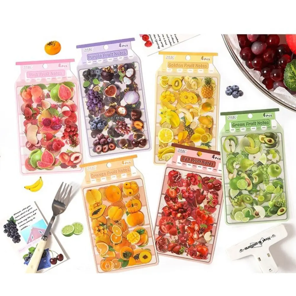 Fresh Cute Style Fruit Stickers Kawaii Style Creative DIY PET Stickers Fruit Theme Decorative Stickers Vintage Stickers