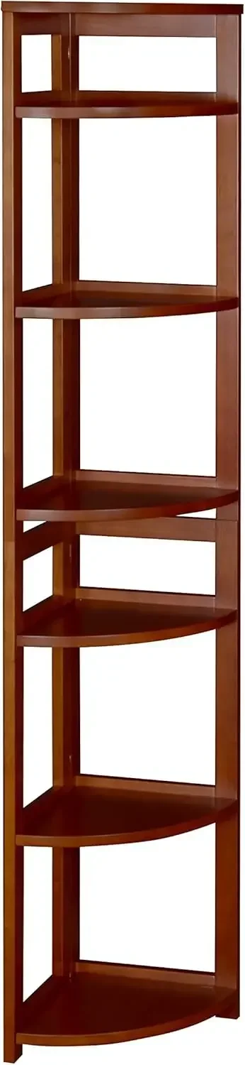 Flip Flop 67-inch High Corner Folding Bookcase- Cherry