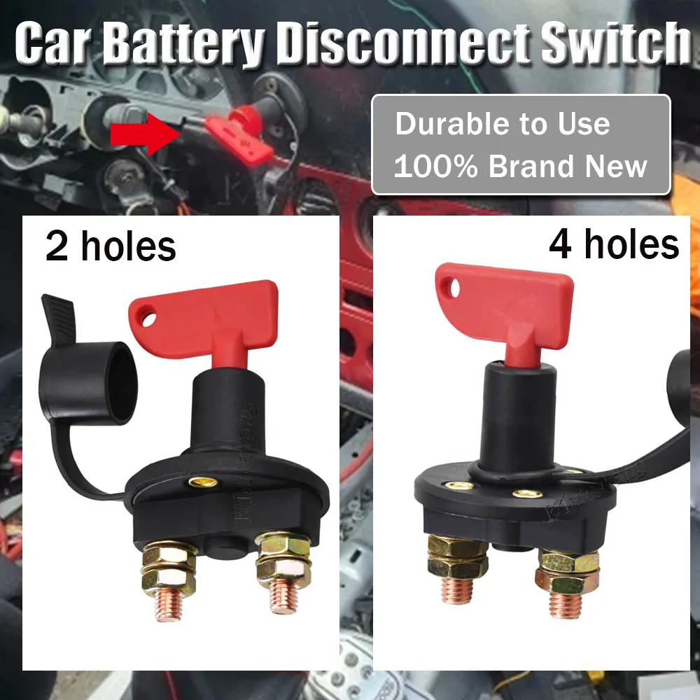 Car Battery Power Switch Disconnect Isolator Circuit Breaker Main Switch Kill Cut-off Switch Insulated Rotary Switch Key Truck