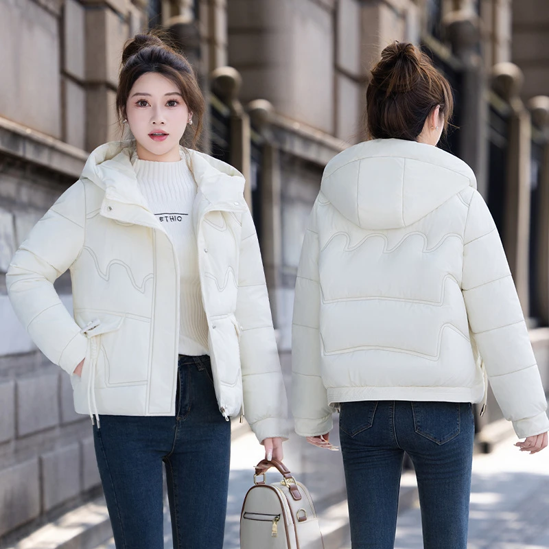 Frauen Lose Baumwolle Gefütterte Jacke Herbst Unten Baumwolle Studenten Akademie Schlank Brot Mantel Mit Kapuze Stehkragen Outwear JJ275