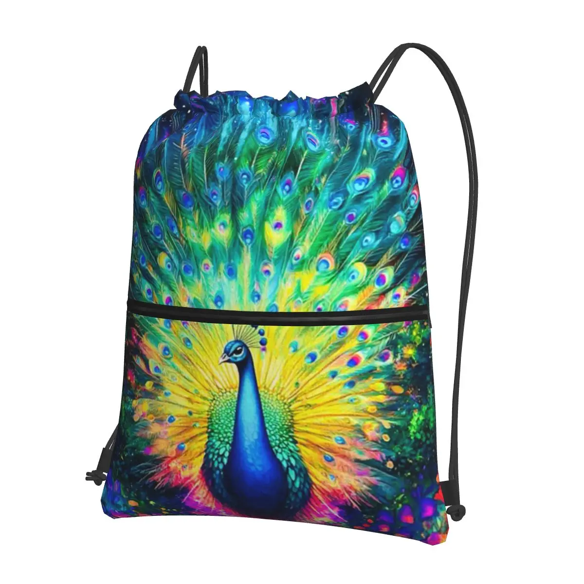 

Peacock Feathers Backpacks Multi-function Drawstring Bags Sports Bag Book Bags for Man Woman Students