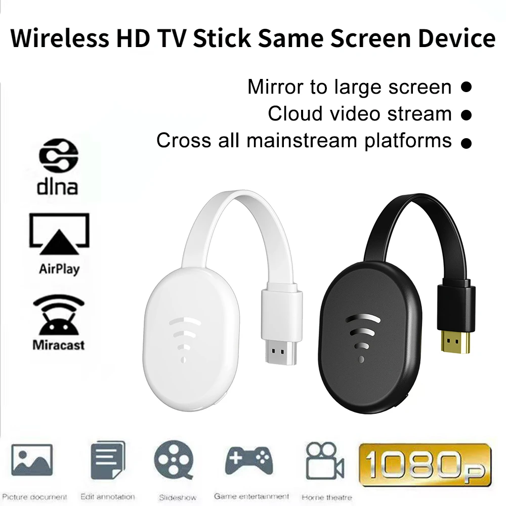 Wireless 4k HDTV Stick Same Screen Device Wireless Display Receiver Mirror Sctreen Display Dongle for Android Smartphone Anycast