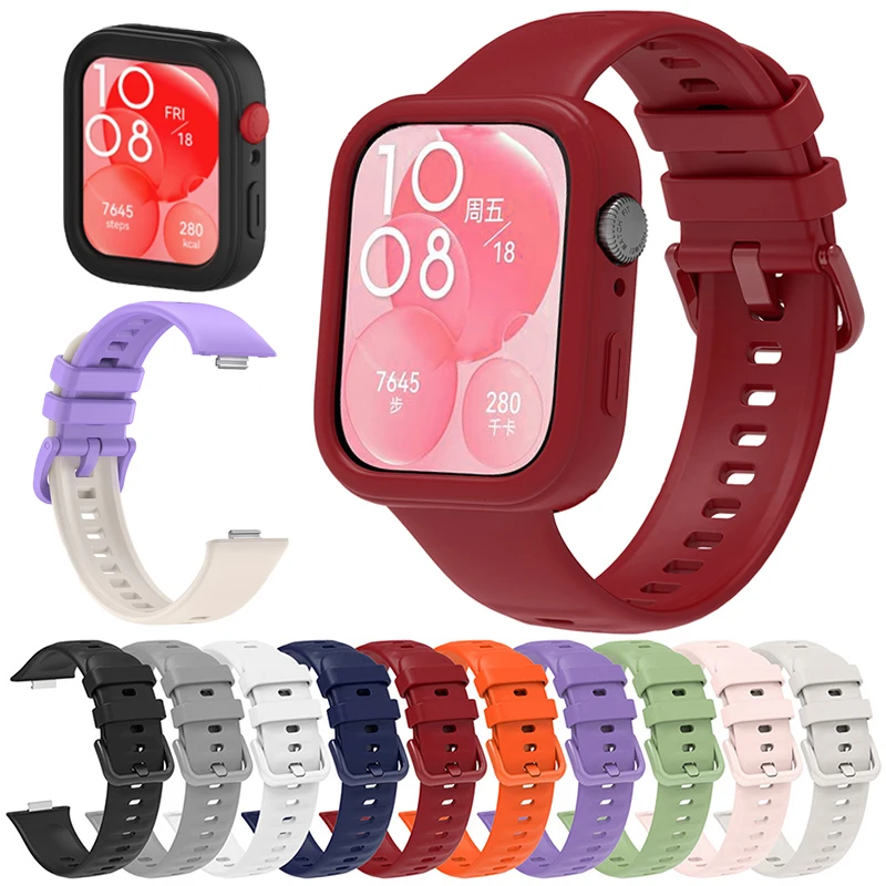 سوار سيليكون لساعة هواوي ، سوار حزام رياضي ، واقي شاشة ، حزام ساعة بديل Fit3