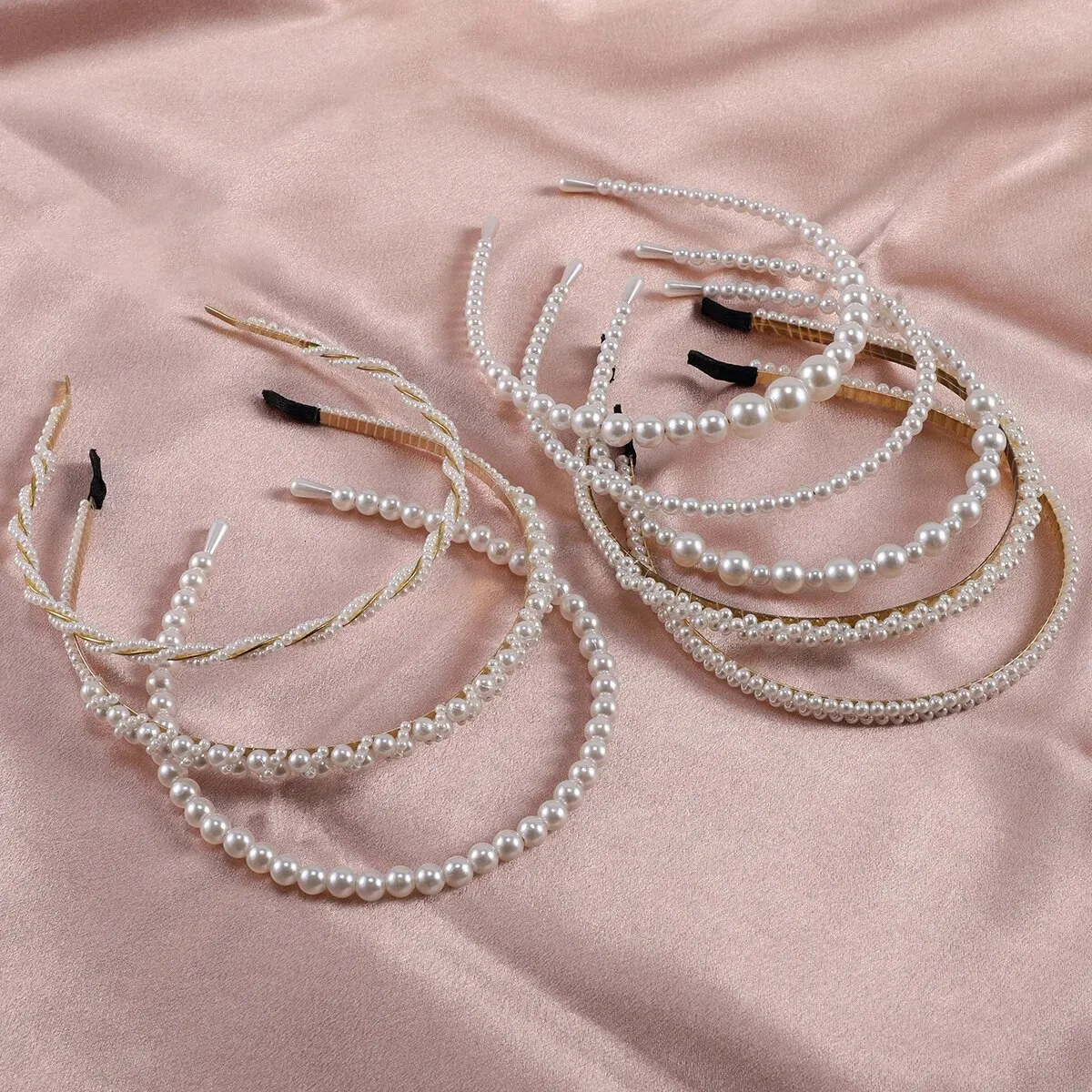 1/2Pcs Fashion Pearl Headbands for Women Girls Simple Hair Bands Rose Flower Hairband Elegant Hairhoop Hair Accessories Headwear