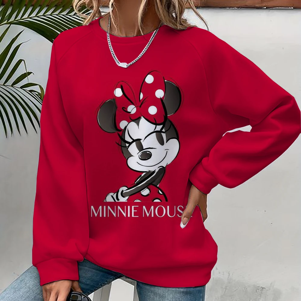 المرأة ديزني ميكي ماوس طباعة كم طويل البلوز خمر الكورية Harajuku Y2k الجمالية كبيرة الحجم الكتابة على الجدران طباعة البلوز #4