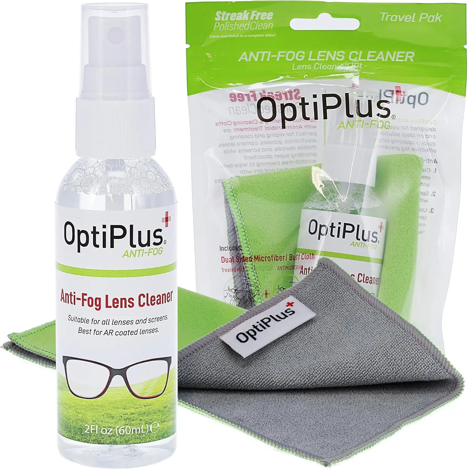 

Anti-Fog Lens Cleaner Spray 2oz + 2 Microfiber Cloths, Streak-Free for Glasses, Phones, Screens