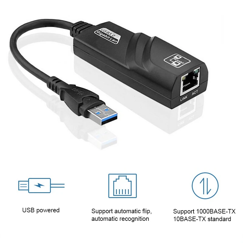 USB 3.0 Hub Gigabit Ethernet Adapter 1000Mbps USB Type C To RJ45 Lan Network Card for Windows 10 8 XP Mac OS Laptop PC Computer
