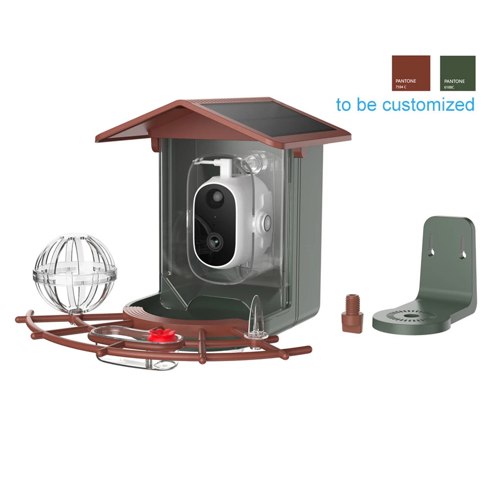 Mangiatoia per uccelli intelligente con telecamera wireless Acquisizione automatica da 4 MP Riconoscimento AI per uccelli Telecamera per aviaiaia Video solare Mangiatoia per uccelli