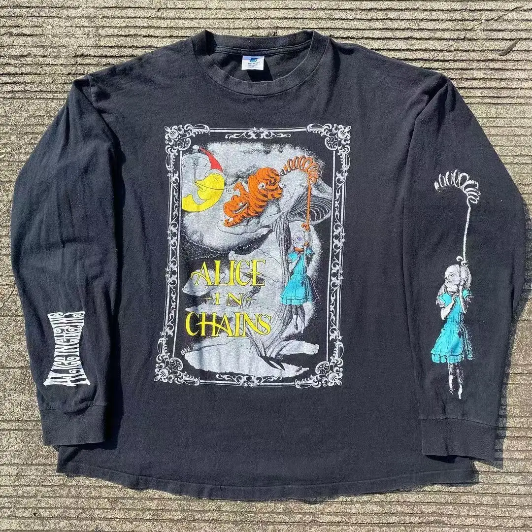 

Unisex Y2K Harajuku Casual Long Sleeve Print Letter Deceiver Retro Hip Hop Gothic Streetwear Oversized Pullover Trendy Top