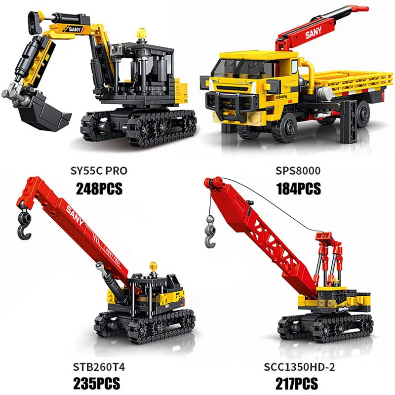 City 4 In 1 884pcs Rotary Drilling Rig Model Building Blocks Technical Engineering Car Excavator Crawler Crane Bricks Toys Gifts