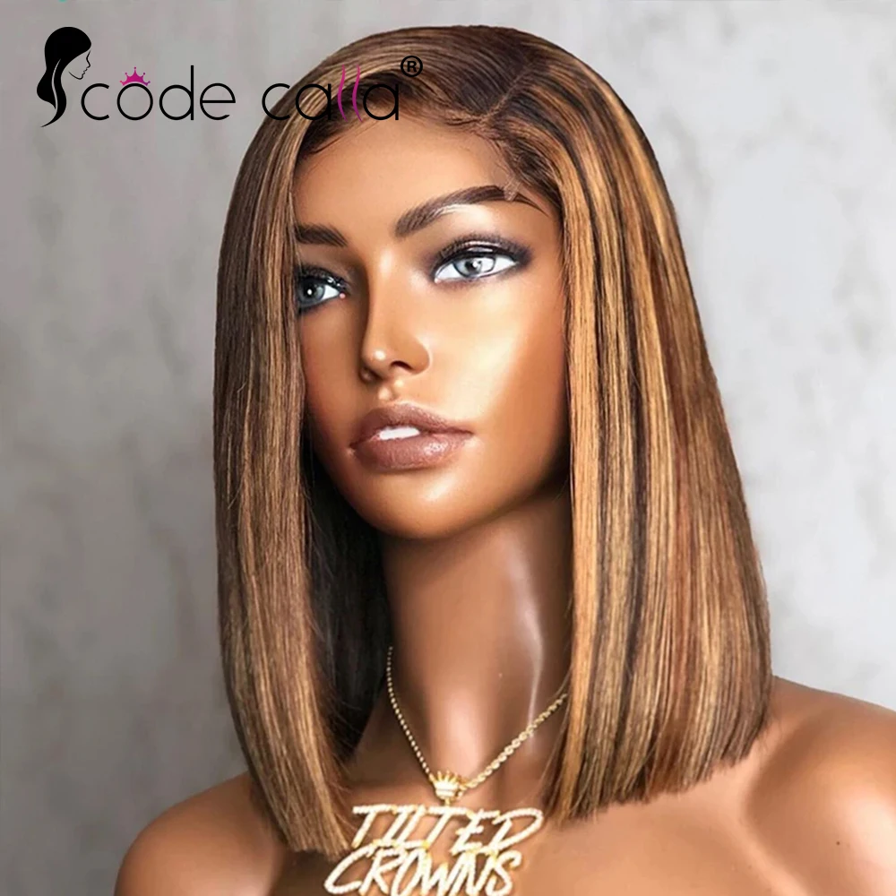 P430 Highlight Straight Wig Human Hair Lace Wigs Brazilian Straight 13*1 T Part Transparent Lace Part Wig PrePlucked for Women