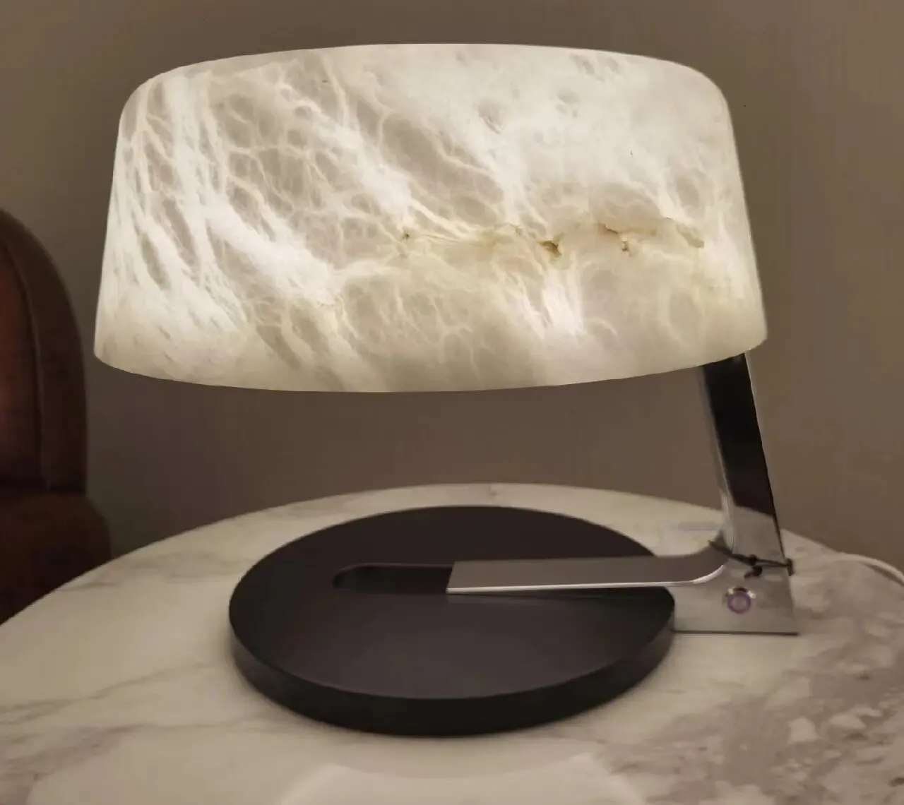 

Modern Minimalist Bauhaus Style Natural Marble Table Lamp Alabaster Living Room Eye-caring Desk Lamp Study Bedroom Bedside Lamp
