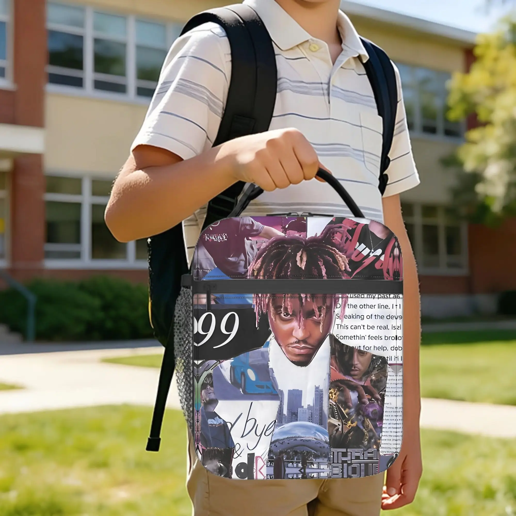 Juice Music Wrld Insulated Lunch Bags Cooler Bag Reusable,Lunch Container Portable Tote Lunch Box Girl Boy Office  Outdoor