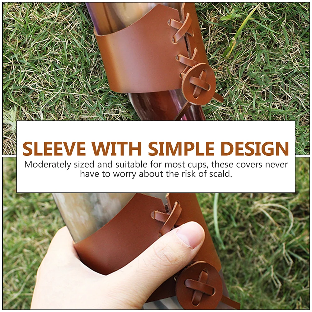 

Reusable Coffee Cup Sleeve Nonslip Protector for Glass Holders Pu Bottle Protective Cover Retro Style Man