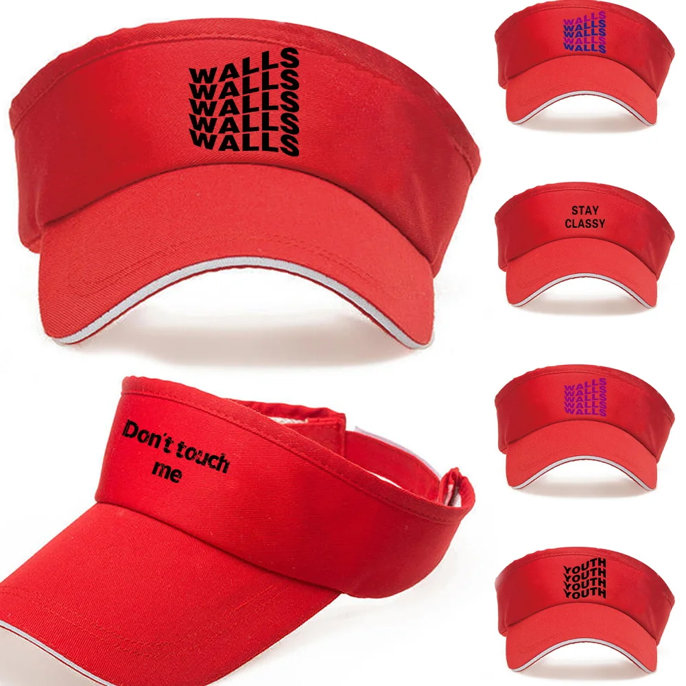 

READY STOCK Empty Top Cap Original Winter UV Protection Red Visor Sun Hats Unisex Walls Print Series Running Golf Baseball Hat