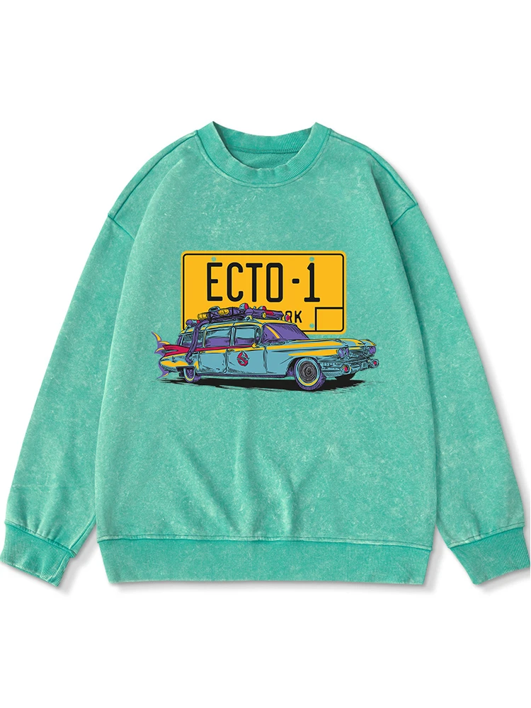 

Ghostbusters Car Ecto-1 Printed Female Distressed Washed Sweatshirts Oversize Round Neck Hoody Autumn Warm Cotton Clothing Women