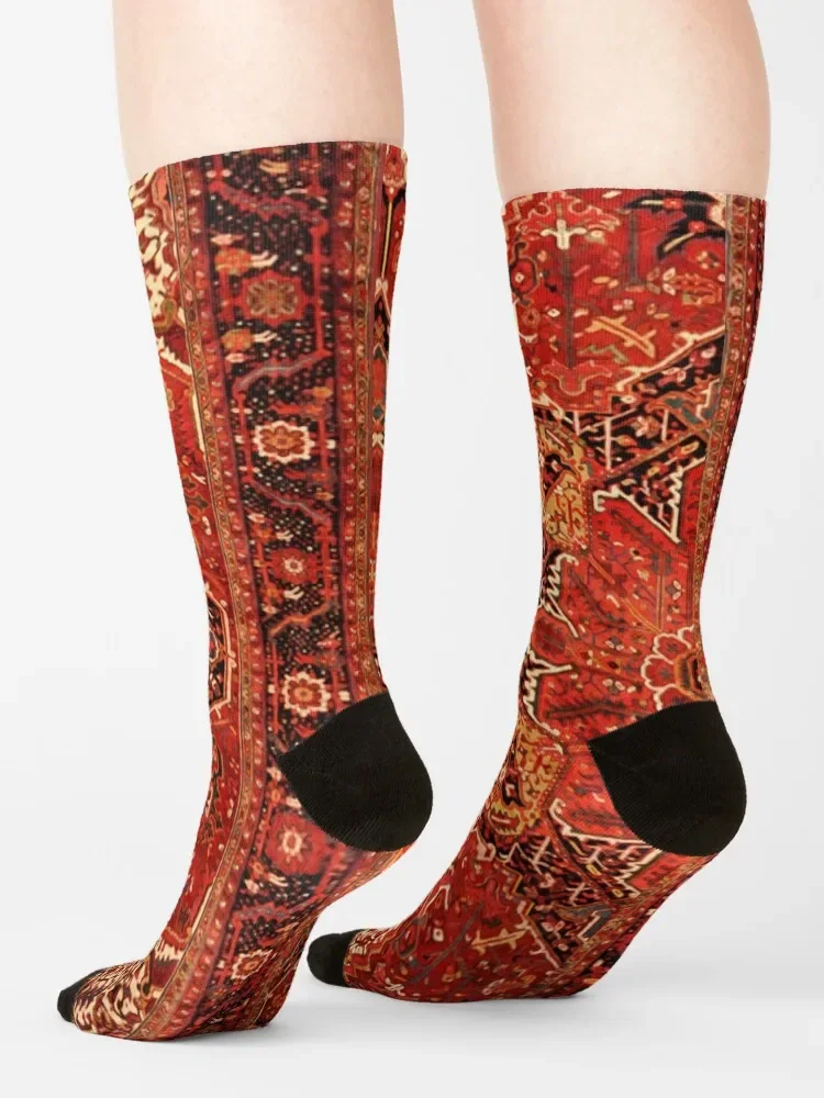 Alfombra persa antigua para hombre y mujer, calcetines con patrón de alfombra roja y negra, calcetín divertido, calcetines sueltos, marca de lujo