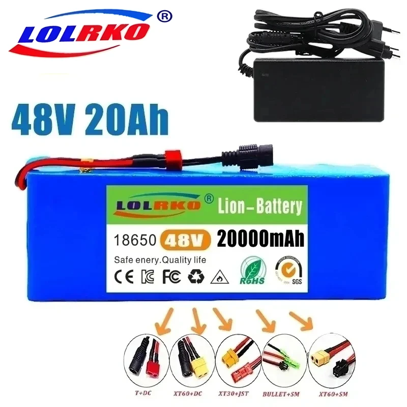 

2024 New 13S3P 48V 20000mAh 20Ah Lithium-ion Battery Pack with 1000W BMS for 54.6V E-bike Electric Bicycle Scooter