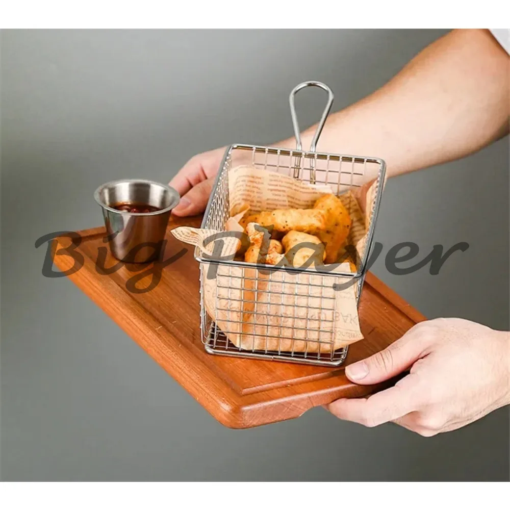 

Premium 10 Pcs Stainless Steel French Fries Basket Set - Mini Frying Strainer Colander Kitchen Tool