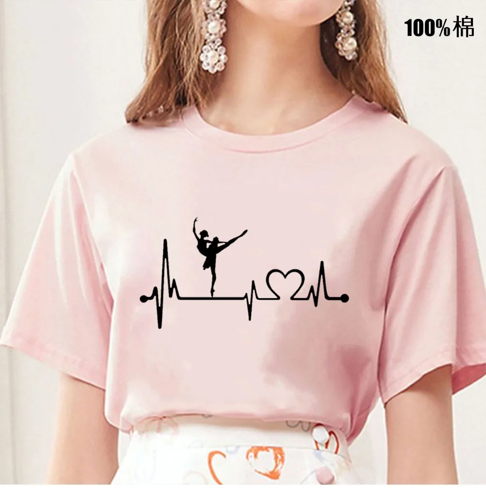 Ballerina Heartbeat ballet dance Print Women tshirt Cotton Hipster Funny t-shirt Gift Lady Yong Girl 13 Colors Top Tee