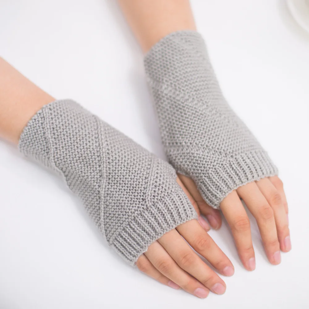 New Fingerless Gloves Women's Gloves Winter Warm Cute Student Writing Typing Half Finger Acrylic Knitted Glove Mittens y2k Emo