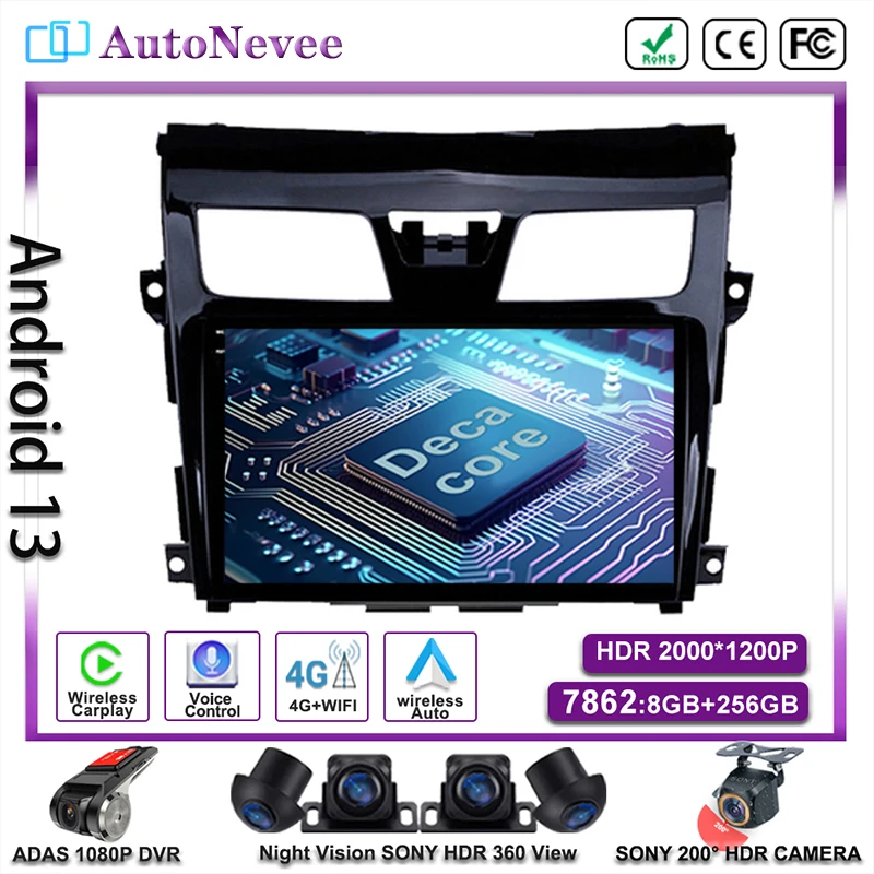 

QLED Android 13 For Nissan Teana J32 2008 - 2013 Multimedia Car Player Head Unit Auto Radio Navigation GPS Stereo No 2Din DVD