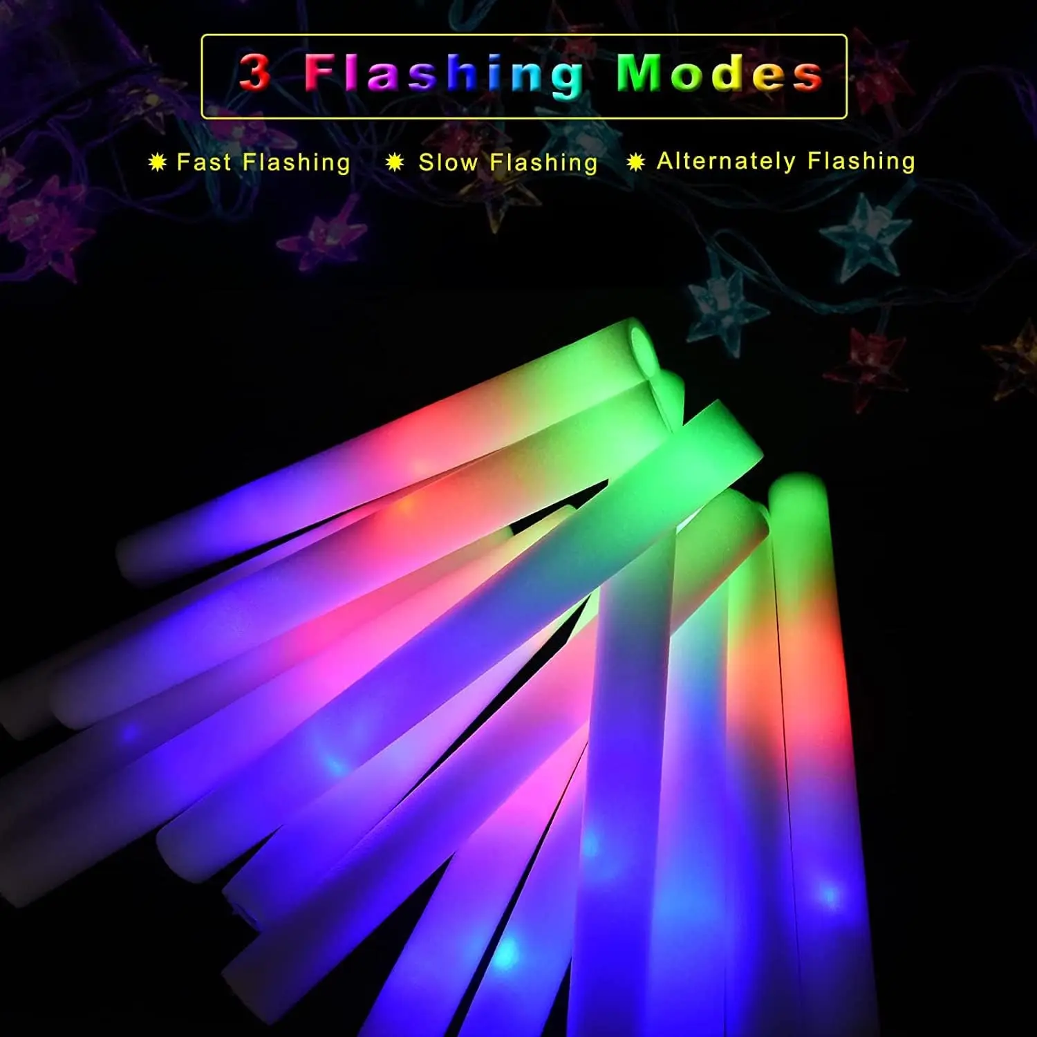 30Pcs Foam Glow Sticks with 3 Modes Colorful Led Flashing Glow Stick ...