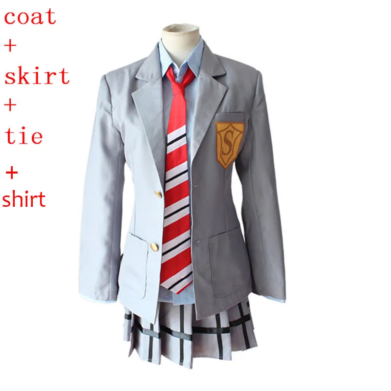 Your Lie in April Miyazono Kaori costumi Cosplay Arima Kousei parrucche sintetiche pantaloni cappotto camicia gonna uniforme scolastica uomo ragazze