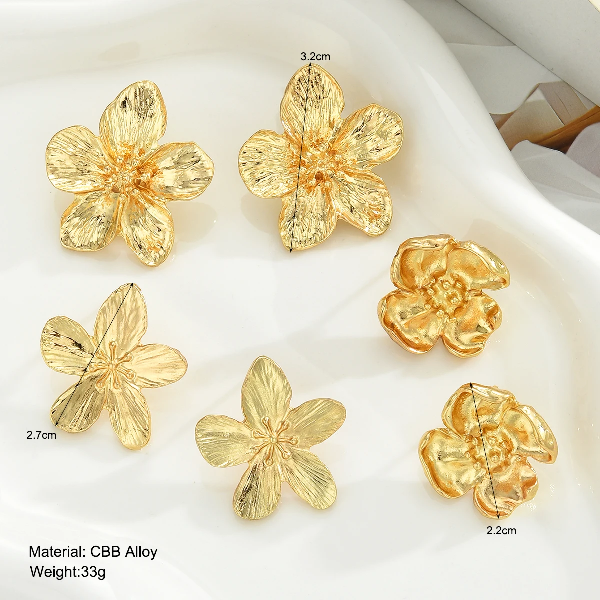 مجموعة أقراط على شكل زهرة معدنية عصرية مكونة من 6 قطع مجوهرات نسائية عصرية لامعة للحفلات اليومية فكرة هدية مزخرفة لها