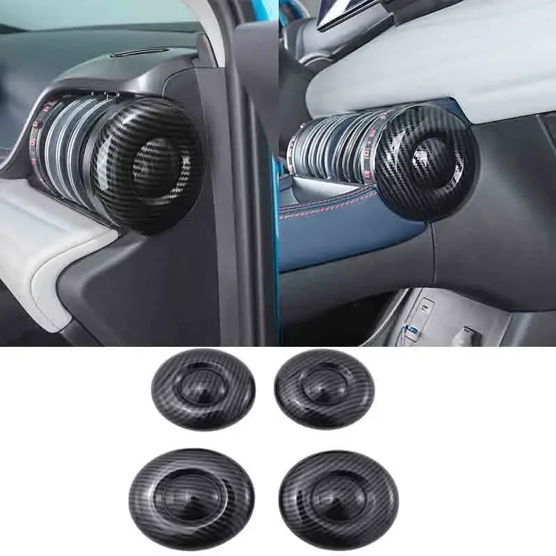 For BYD Atto 3 Yuan Plus 2022 2023 Carbon Fiber Dashboard Air Condition Vent Outlet Cover Trim Frame Sticker Accessories