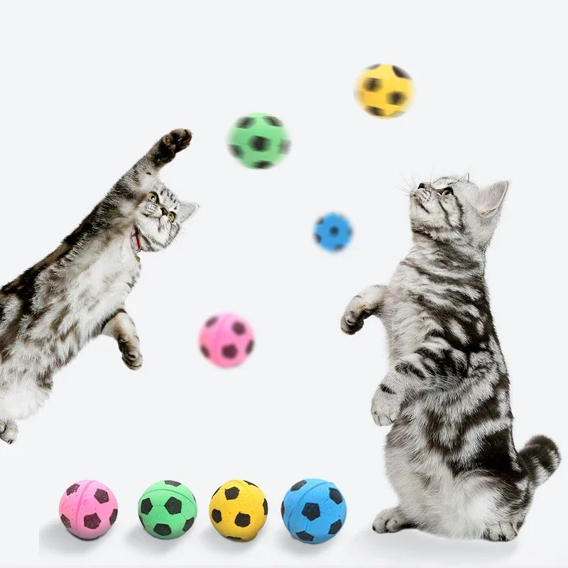 5/10pcs EVA Football Cat Toys Colorful Interactive Cat Catch Dog Chew Playing Toys Natural Foam Ball Training Game Pet Supplies