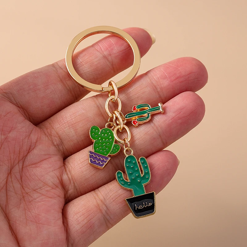Aihua Niedlicher Wüstenpflanzen-Kaktus-Schlüsselanhänger für Damen und Herren, Schlüsselring, Taschenanhänger, DIY-Rucksackkette, Ringe, Schmuckgeschenke – Detail 3