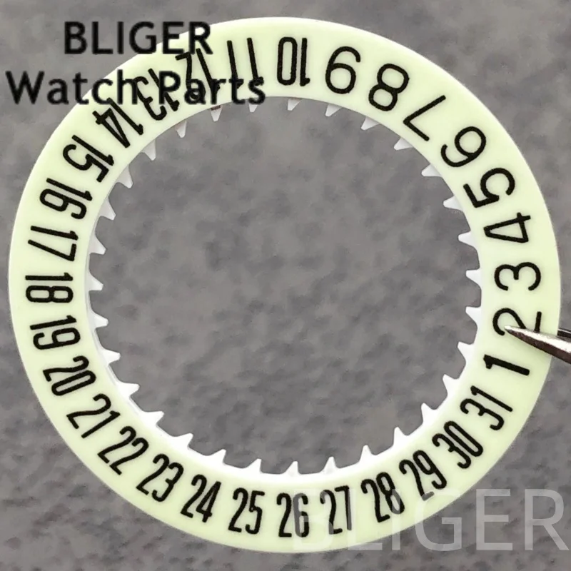 BLIGER NH34 NH35 مضيئة 6 الساعة ساعة التقويم القرص الأبيض تاريخ عجلة صالح NH34 NH35 NH36 تعديل أداة إصلاح 3.0/3.8 تاج