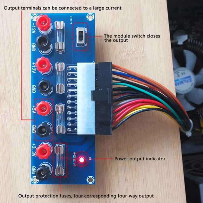 XH-M229 Desktop Computer Chassis Power Supply ATX Transfer Board Power Lead Module Power Output Terminal Module 24Pin-T44C