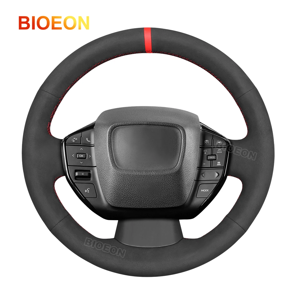 Hand-stitched Black Synthetic Suede Steering Wheel Cover for Toyota Prius VI (XW60) Prius Prime bZ4X