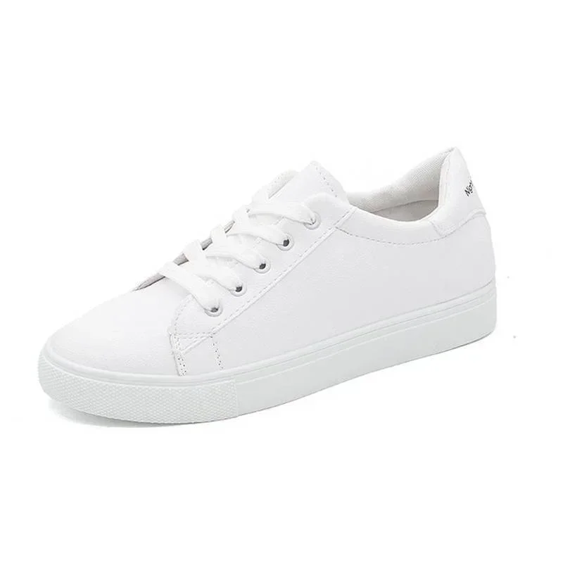 Women\'s Vulcanize Shoes Spring New Casual Classic Solid Color PU Leather Shoes Women Casual White Shoes Sneakers