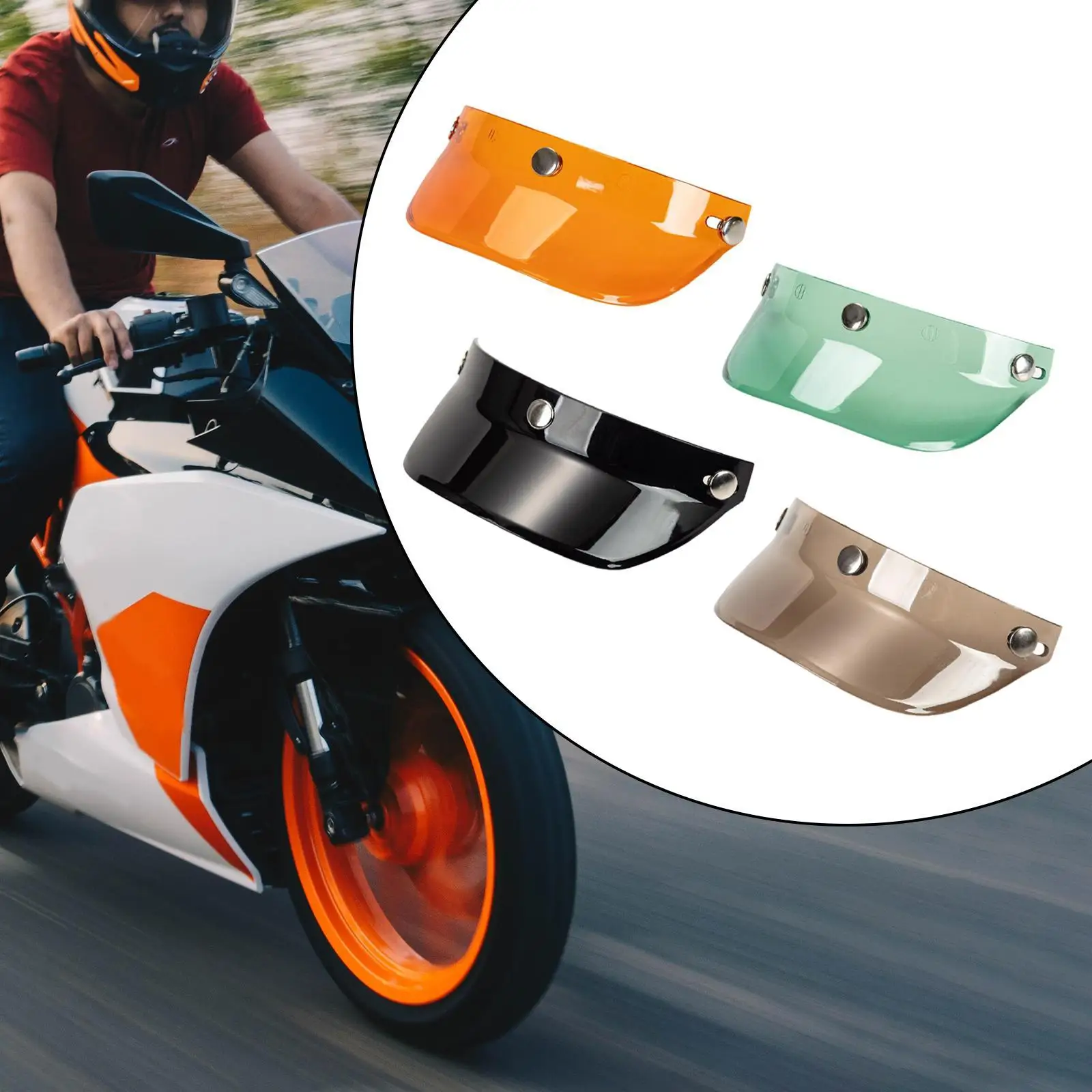 Motorcycle Helmet Visor Peak Easy to Install 3 Snap Accessories Universal Replace Part Sun Shade Protector for 3/4 Helmets