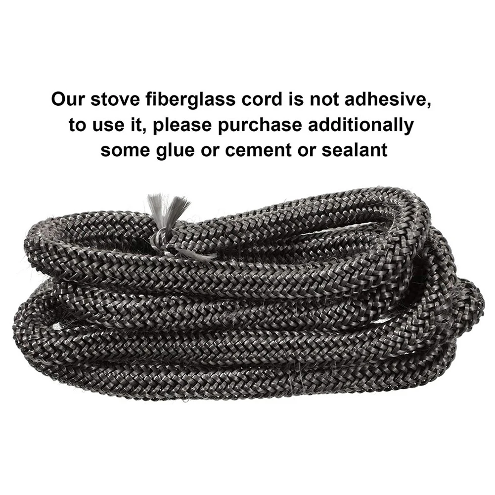 Stove Door Fiberglass Fire Rope Seal 25mm Diameter 2 Meter Length for Wood Burning Stove and Log Burner Applications