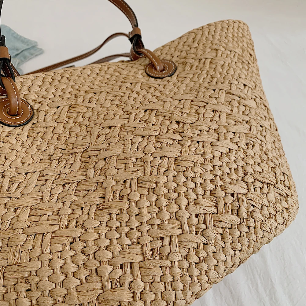 

Женская тканая сумка-тоут, модная сумка на плечо, большая вместительная летняя пляжная сумка, модная плетеная сумка, шикарная сумка-хобо для вечеринки, отпуска