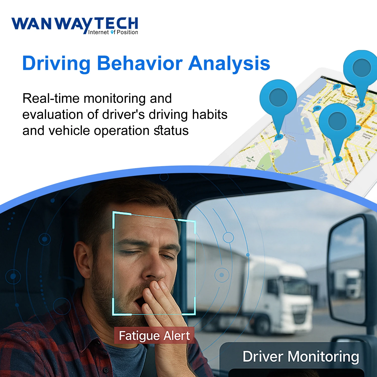 WanWay Dashcam WiFi سيارة مسجل فيديو 4G AI عدسة مزدوجة 1080P TFT 2 قنوات لايف فيديو GPS تتبع مراقبة 1 سنة الذكية ADAS