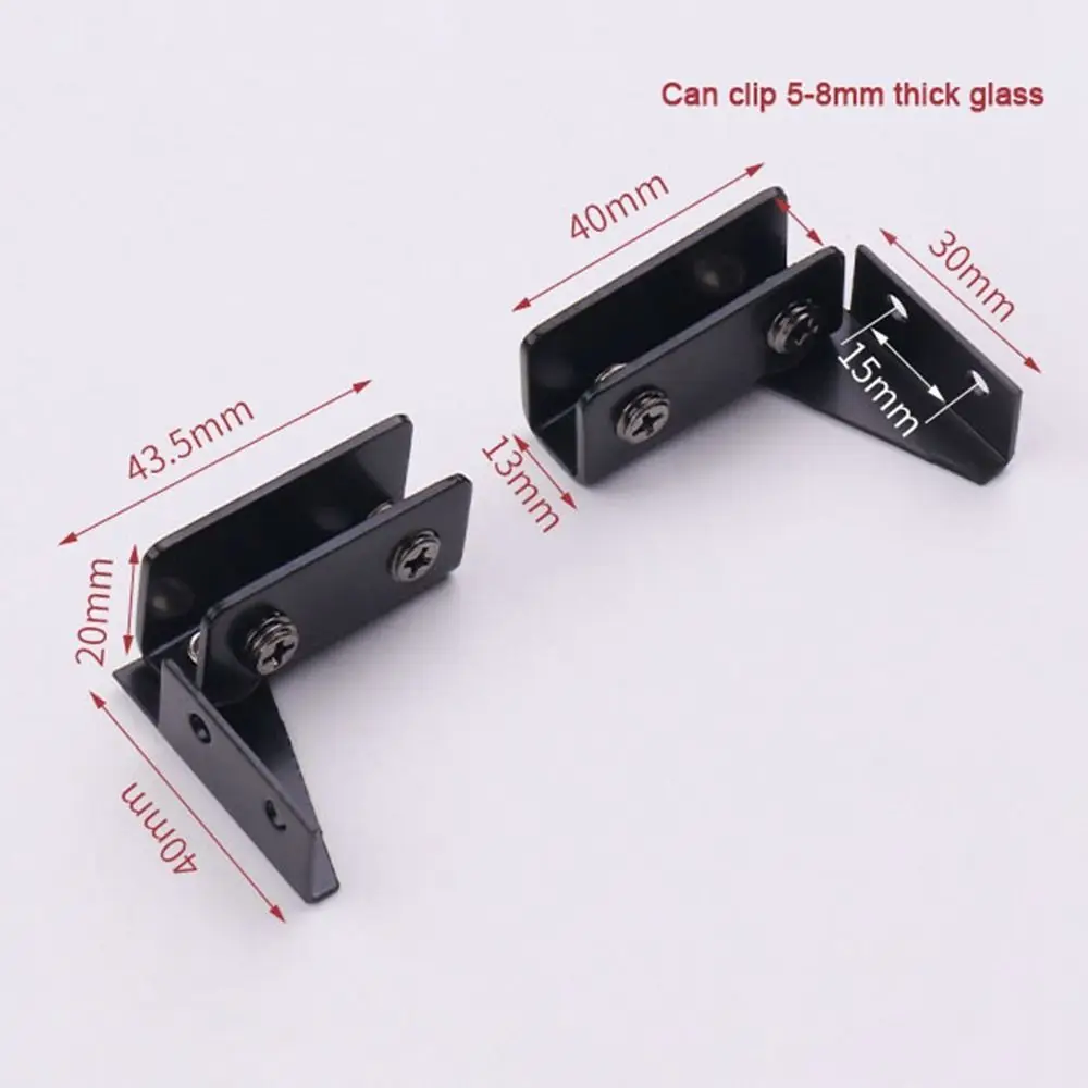 2PCS Zinc Alloy Glass Door Hinge Side Mounted Furniture Frameless Clamp No Drilling Self-closing Cabinet Door Hinge