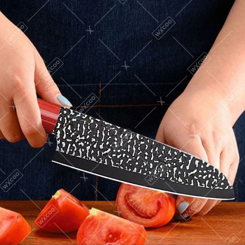 WXCOO Professional Kitchen Knife Butcher Knife Forged Santoku Knife Cooking Tool Stainless Steel Meat Cleaver Fruit Slicing