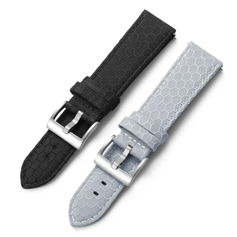 

20mm 22mm Quick Release Hexagonal Nylon+Leather Watch Strap for Universal Waterproof Watch Band Bracelet Accessories with Tool