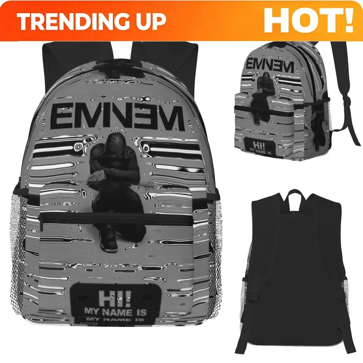 Custom Bag Rapper Rap God Eminem Student Backpack School Bag Hiking Travel Daypack For Boys Girls Fashion Bookbag Shoulder Bags