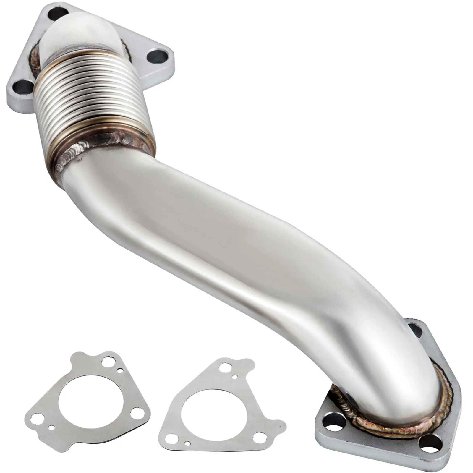 VEVOR Exhaust Manifold Fit for 2001-2016 GM 6.6L Duramax Diesel 304 Stainless Steel Exhaust Up-Pipe with Gaskets Bolt-On Install