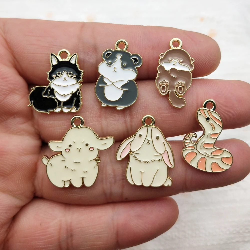 10pcs Animal Charm for Jewelry Making Diy Craft Accessories Enamel Necklace Earring Pendant Keychain Metal Gold Plated
