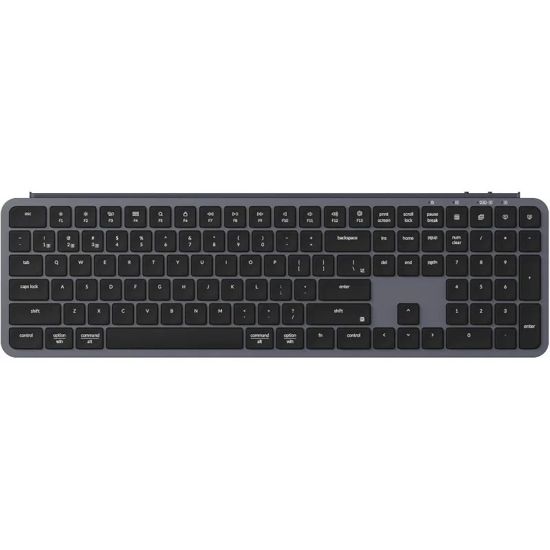 B6 Pro Full-Size Ultra-Slim Wireless ZMK Custom Keyboard,Lightweight Quiet Key with Numeric Keypad for Mac/Windows, Space Gray