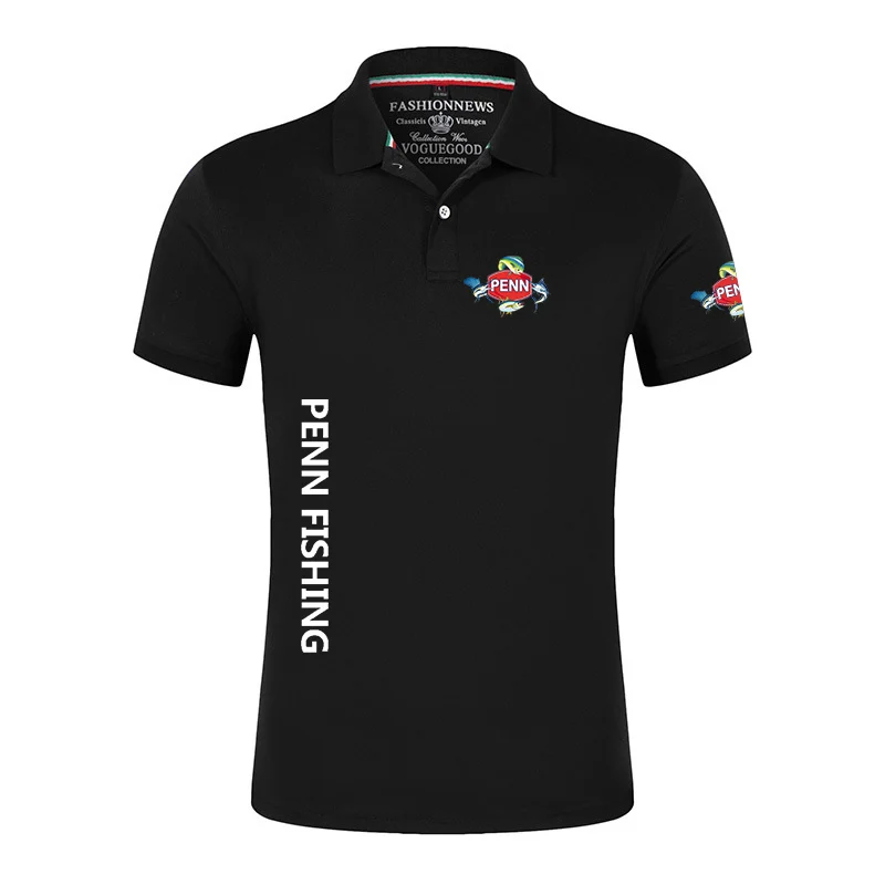 Penn carretel de pesca 2025 estilo verão do homem impressão comum clássico lapela camisa polo streetwear moda casual manga curta